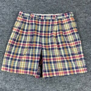 Vintage Berle Shorts Mens 38 Red Plaid Colorful Flat Front Preppy Golf USA Retro